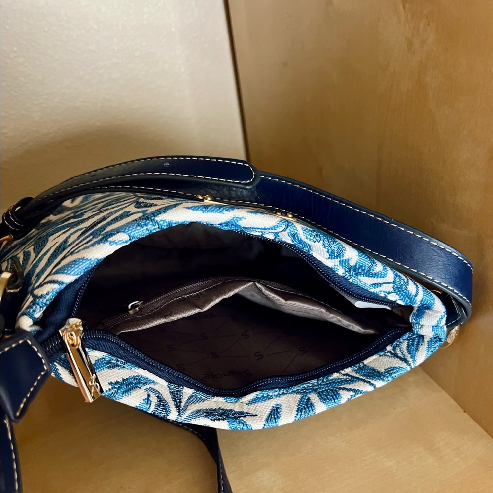 Signare William Morris Willow Bough Blue Tapestry Crossbody Bag - Picture 6 of 10